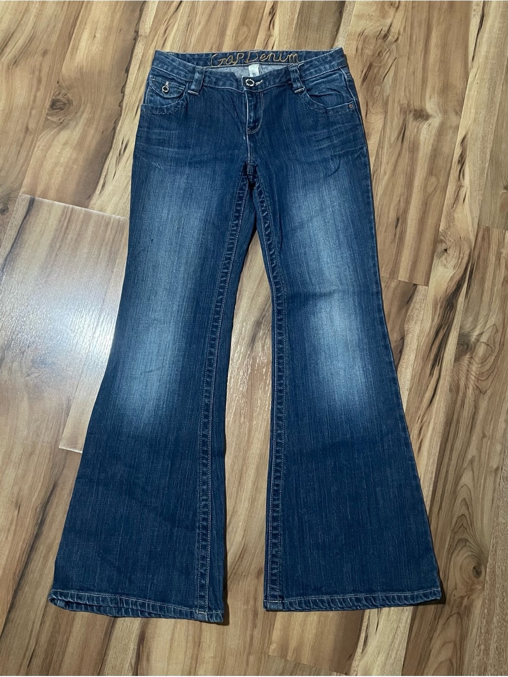 Y2K 00s GapKids Flare Denim Jeans Size 12 Regular Fall 2008 Dark Wash